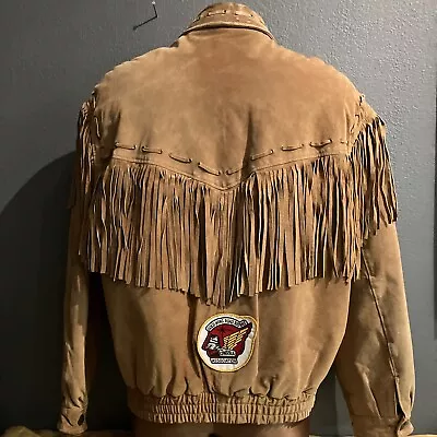 Vtge GWRRA GOLD WING ROAD RIDERS ASSOCIATION Leather Jacket With Fringe XL • $95