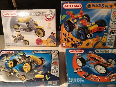 4 Childrens Meccano Models Sets Cars Buggy And Motorbike • £54.99