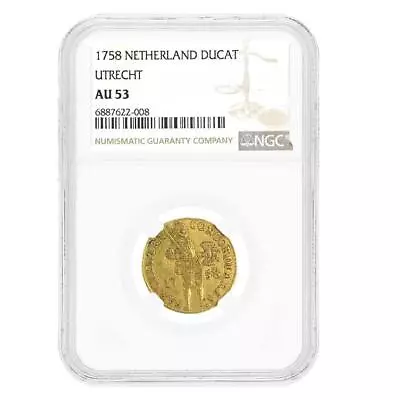 1758 Netherland Utrecht 1 Ducat Gold Coin NGC AU 53 • $534.31