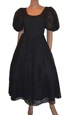 Diamond's Run Vintage 80s Black Lace Formal Party Prom Dress Size 7-8 • $24.99