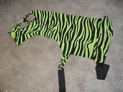 New Neon Green Zebra Lycra  Mane Stay Hood W/ Zipper Size Large Mini Tough 1 • $28