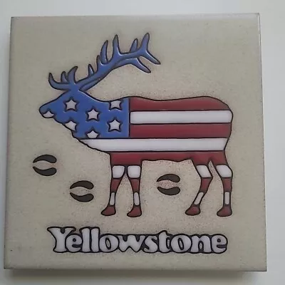 Vtg Masterworks Handcrafted Art Tiles Yellowston Moose 6x6 Ceramic Tile.  • $10