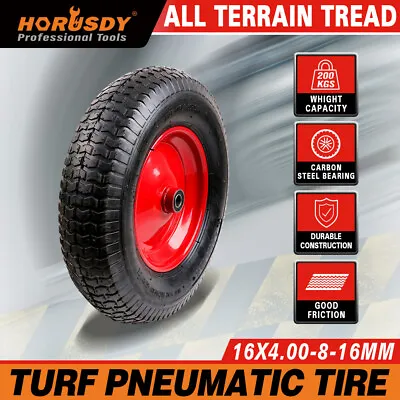 16  Wheelbarrow Trolley Wheel 4.80/4.00-8 Pneumatic Tyre 16mm Bore Tire Steel • $31.99