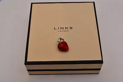 Links Of London Sterling Silver Bracelet Charm Enamel Strawberry • £17.99