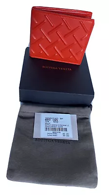 NWT $450 Bottega Veneta Nappa19 Graphic Bifold Leather Wallet Orange 605721 IT • $246.49