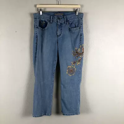 Z Cavaricci Jeans Women 10 Blue Denim Beaded Embellished Straight Fashion Trendy • $14.73