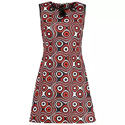 NEW MADCAP RETRO MOD 60s Sixties 70s Print SLEEVELESS DRESS Lazy Daisy MC238 • £35.60