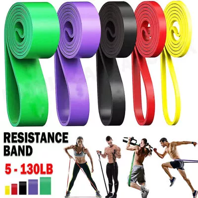 Set Of 5 Exercise Fitness Workout Band Gym Heavy Duty Resistance Yoga Bands Loop • $8.99