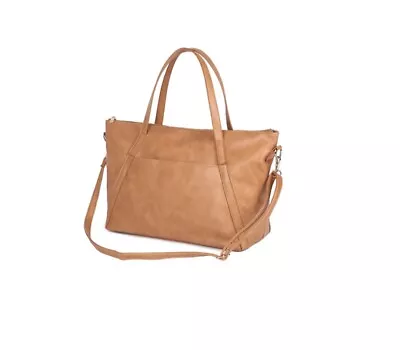 ELF ESTELLE Nappy Bag Tote Vegan Leather Brown Diaper Crossbody Mummy Baby Gift • $149.99