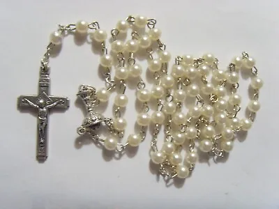 Vintage Catholic Religious Faith Holy Chalice Rosary Faux Pearls 52070 • $29.99