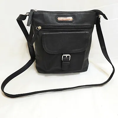 Rosetti Crossbody Purse Womens Medium Black Faux Leather Shoulder Bag Pockets • $19.95