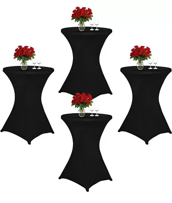 4 Pack Cocktail Spandex Stretch Square Corners Tablecloth 32  X 43  Black Cockta • $20.36