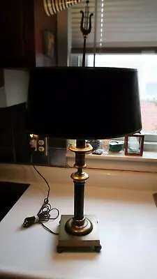Vintage 34  Chapman Copper Brass Wood Candle Lamp With Lyre Harp Finial • $100
