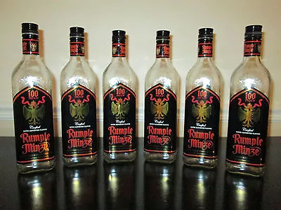 Lot Of 6 Empty 1 Liter Rumple Minze Textured Glass Bottles With Caps • $18