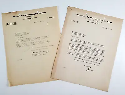 1940 Chattanooga TN Willkie Club Southern Ferro Alloys Vtg Business Letter Lot • $12.50