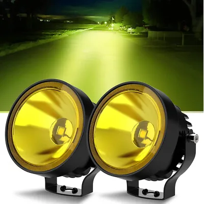 4 Inch Amber LED Cube Pods Work Lights Offroad Driving FOG Lamp Spot Flood Round • $35.79