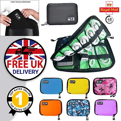 Cable Organiser Earphone Bag Electronics Accessories Case Travel Gadget Pouch UK • £4.85