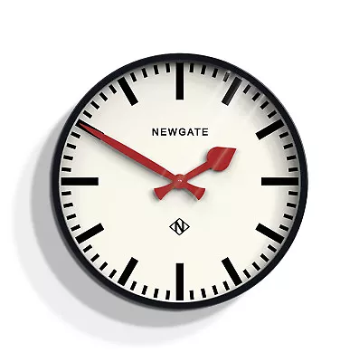 £67.50 • Buy Wall Clock Metal Black Large Round Home Office Kitchen Silent Station Newgate