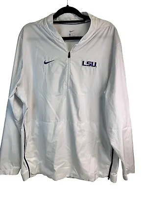 Nike LSU Tigers Mens 1/4 Zip Windbreaker Pullover Jacket Vented Back (White XL) • $32.95