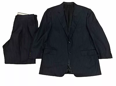 Canali Exclusive Collection Super 150’s Men’s Suit Navy Blue Pinstripe 54 Us 44 • $79.99