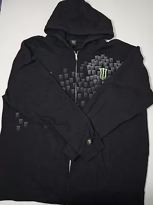 Monster Energy Team Zip Up Hoodie Sweatshirt Y2k Racing Men's XXL Black • $49.99