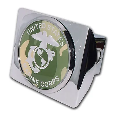 Usmc Marine Corps Camo Seal Chrome Shiny Military Trailer Hitch Cover Usa Made • $79.99