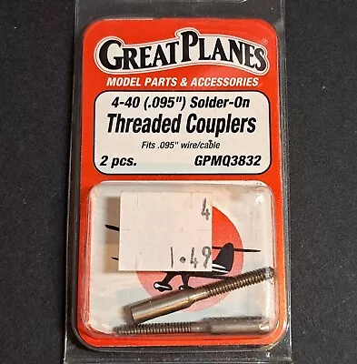Original Great Planes RC Plane Part #3832 - 4-40 Solder On Threaded Couplers NOS • $14.95