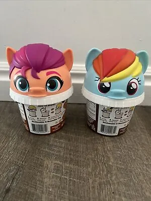 My Little Pony SET Good2Grow Snackers Reusable Travel Cups Rainbow Dash Pinkie • $24.95