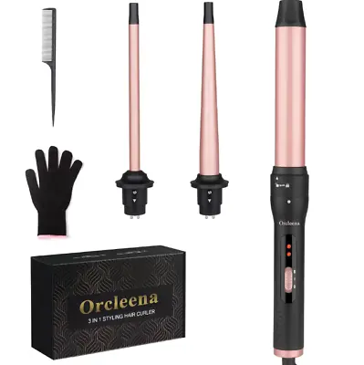 Curling Wand 3 In 1 Mermaid Hair Curler Ceramic Curling Tongs Iron Set For Long • £23.99