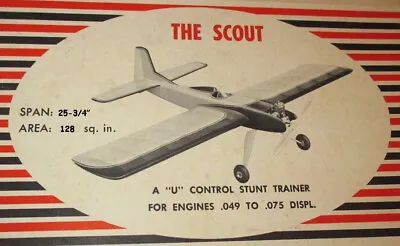 Model Airplane Plans (UC): Vintage 1950 Veco SCOUT Stunt .049-.075 By Joe Wagner • $14