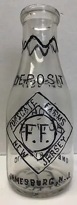 Forsgate Farms New Jersey Dairy Quart Store Milk Bottle Jamesburg Nj Deposit • $75