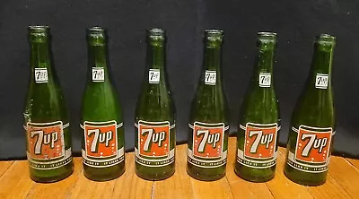 Vintage 7 Up Soda Pop Green Glass Bottles Lot Of 6 6 PACK • $34.95