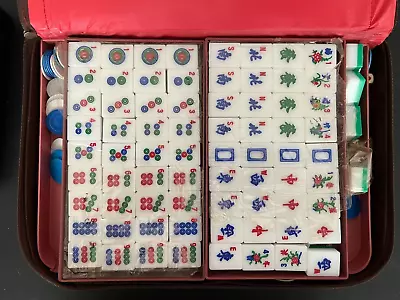 VINTAGE MAH JONG GAME IN ORIGINAL  CASE EXCELLENT 1970s Mahjong Mahjongg Vietnam • $9.99