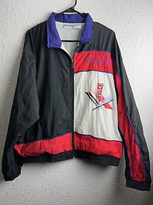 Vintage Mens Track Jacket Reebok 90s Colorblock Windbreaker Red White Purple M • $29.99