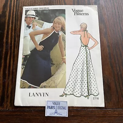 Vogue Paris Original Vintage 70’s Dress Sewing Pattern Lanvin #2716 14/36b • $49.95