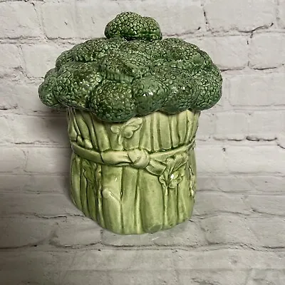 Vintage Metlox Poppytrail Broccoli Canister Cookie Jar California Pottery 9.25 T • $49.95