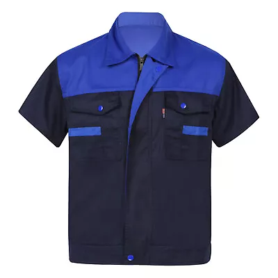 Men Work Shirt Auto Mechanic Technician Uniform Short Sleeve Industrial Uniform • $19.39