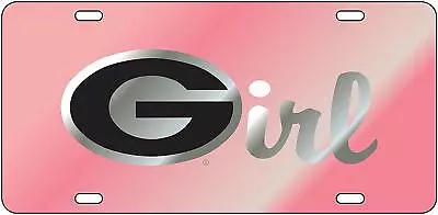 UGA GEORGIA BULLDOGS Pink G GIRL Mirrored License Plate / Car Tag • $24.95