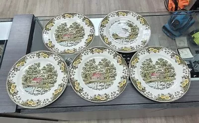 Set Of 5 Vintage 1957 Royal China Fair Oaks Farms 10  Dinner Plates Vintage Lot • $44.98