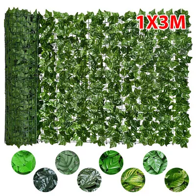 3m Artificial Hedge Fake Ivy Leaf Garden Fence Privacy Screening Roll Wall Panel • £15.99