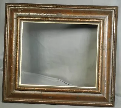 Vintage Modern 1960s Rustic Dark Oak Dutch Baroque Cushion Picture FRame 10x12 • $69