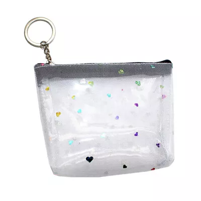 PVC Heart Pattern Coin Bag Translucent Money Bag Pocket Purse With Zipper  • £5.98