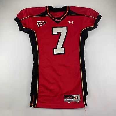 Maryland Terrapins #7 Under Armour Player Used Football Jersey 2007 Mens 40 • $99.99