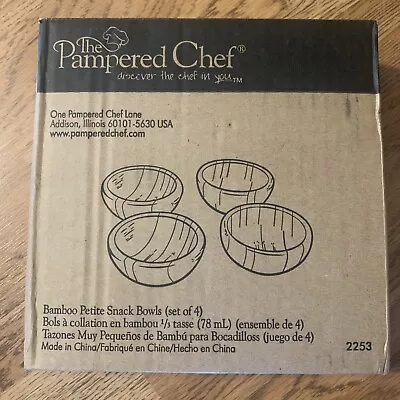 New In Box PAMPERED CHEF Bamboo Petite Snack Bowls 2253 SET OF 4 • $14.95