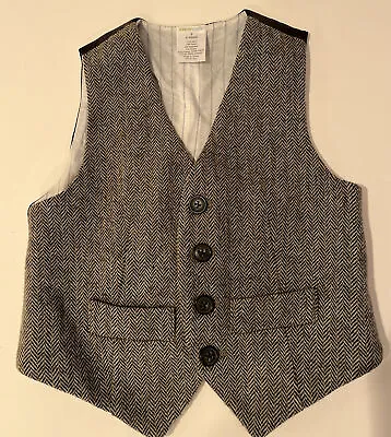J. Crew Crewcuts Dressy Button Vest Brown Herringbone Tweed Boys Size 2T XS • $24.99
