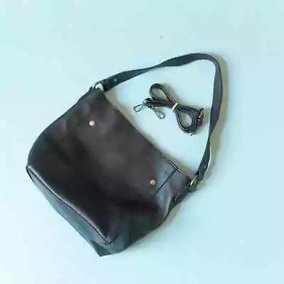 Montana West Black Genuine Pebble Leather Adjustable Strap Crossbody Purse • $39.95