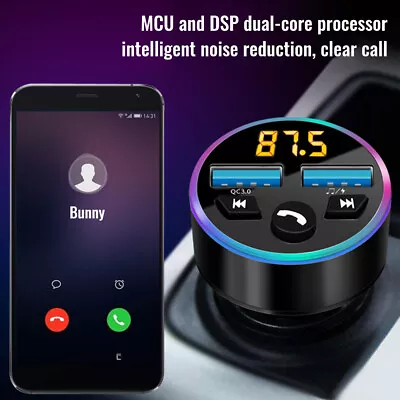 Wireless Bluetooth FM Transmitter Car MP3 Player USB Car Fast Charger SD • £8.50