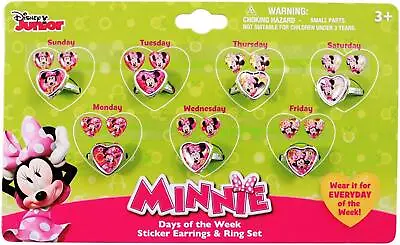Disney Minnie  Mouse Bow-tique 7 Day A Week Ring And Sticker Earring Set • $7.99
