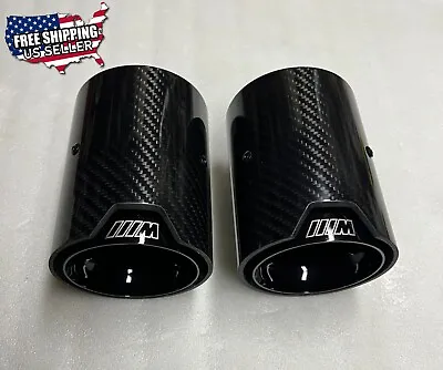 2x BMW M Performance Carbon Fiber Exhaust Tips For F22/F30/F32 Gloss Black 60mm • $159.99