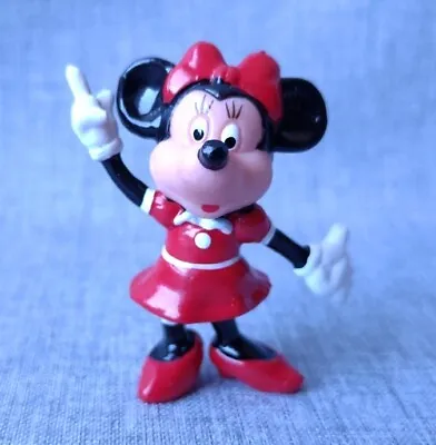 VINTAGE DISNEY Minnie Mouse Figure Red Dress & Bow 2  Cake Topper Applause 80s  • $4.90